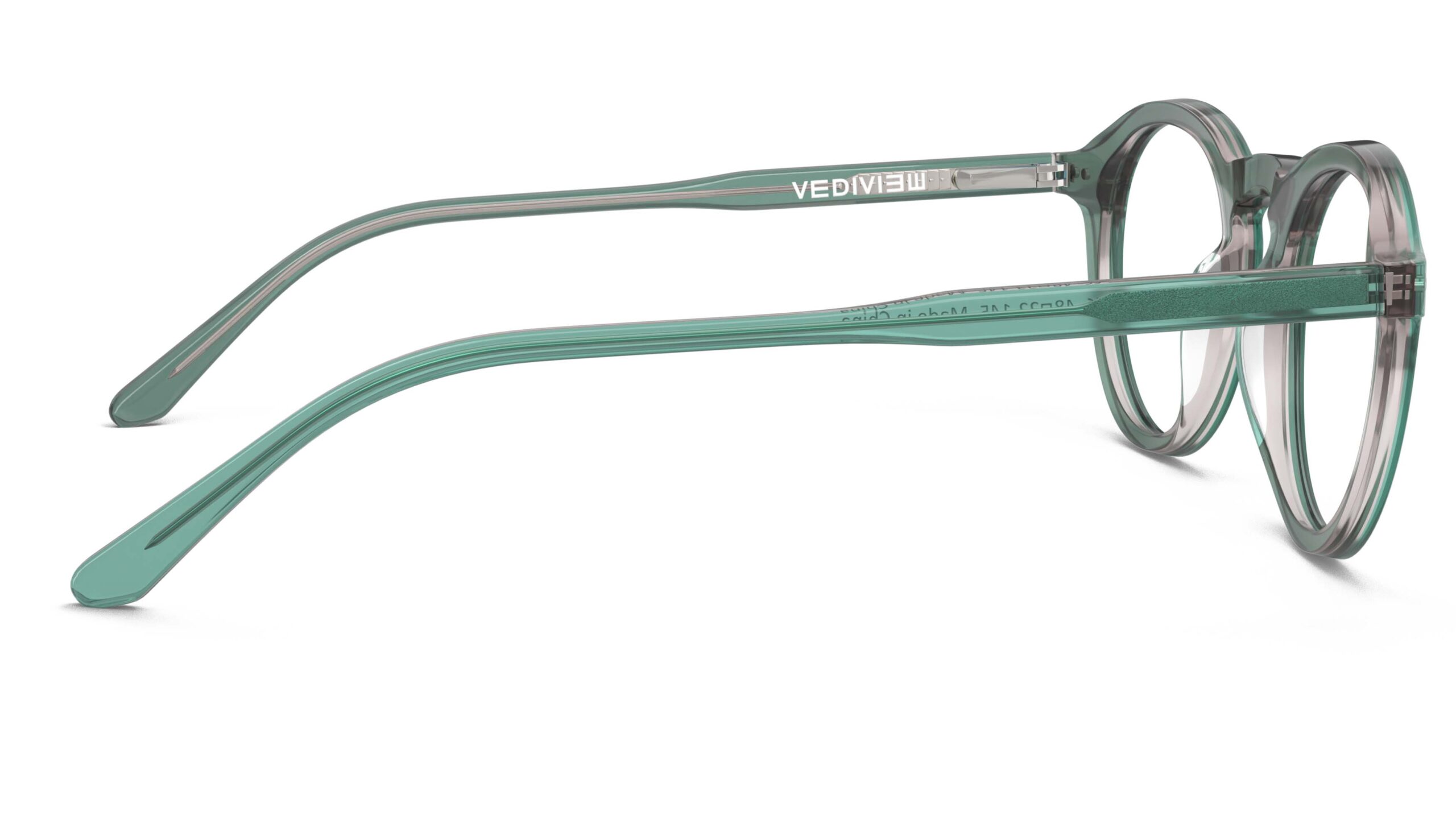 Side view of Breuer cyan round eyeglasses from Vediview