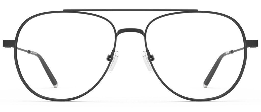 Front view of Dali black aviator eyeglasses from Vediview