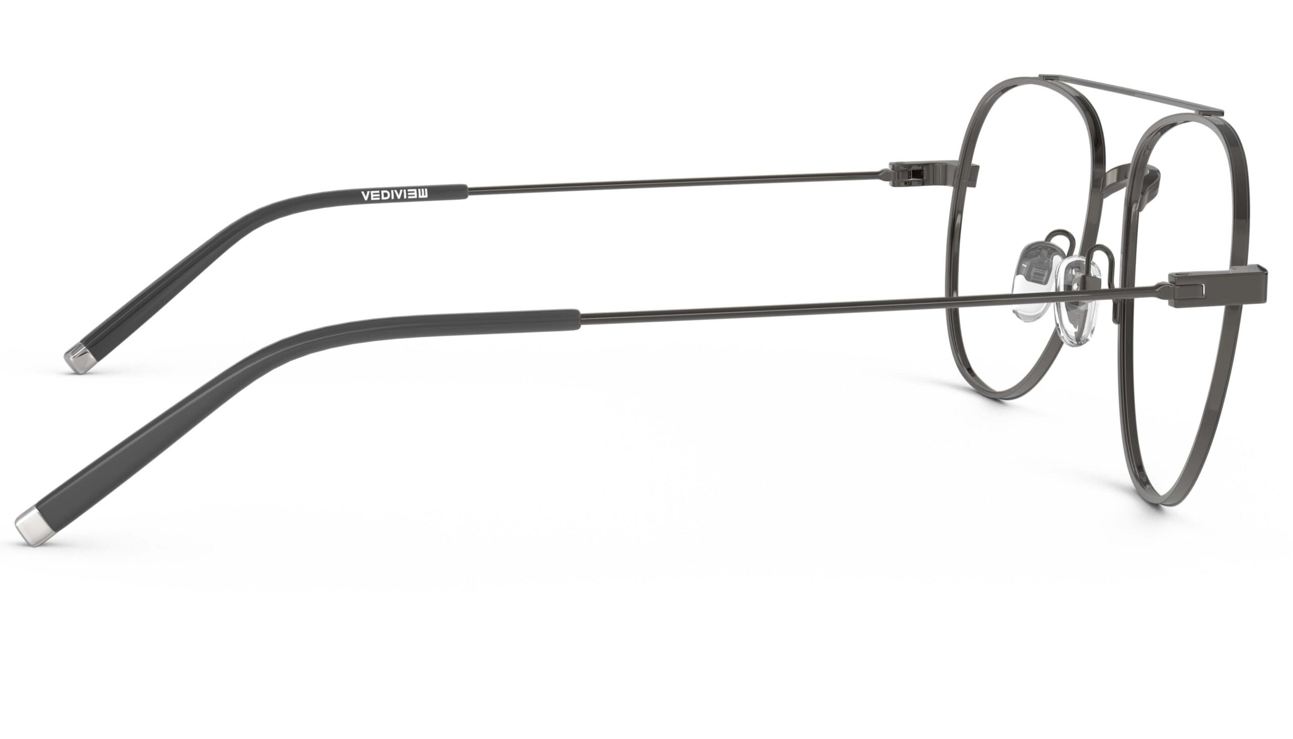 Side view of Dali gunmetal aviator eyeglasses from Vediview
