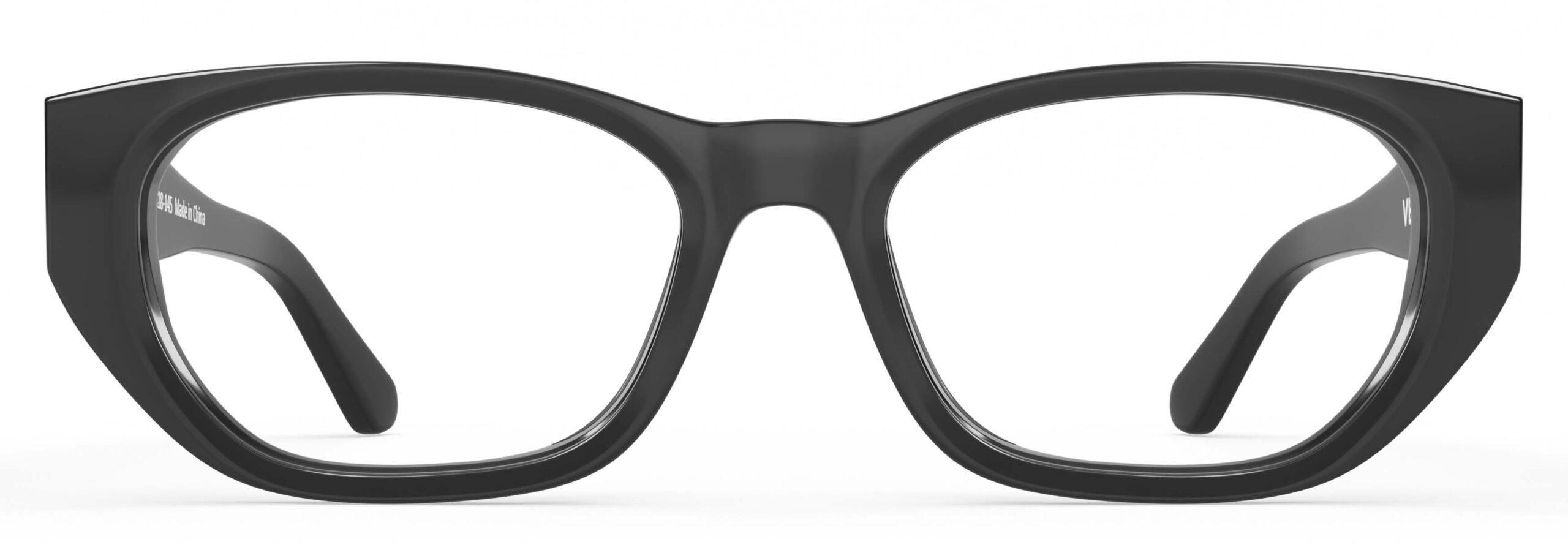 Front view of Lillian black rectangle eyeglasses from Vediview