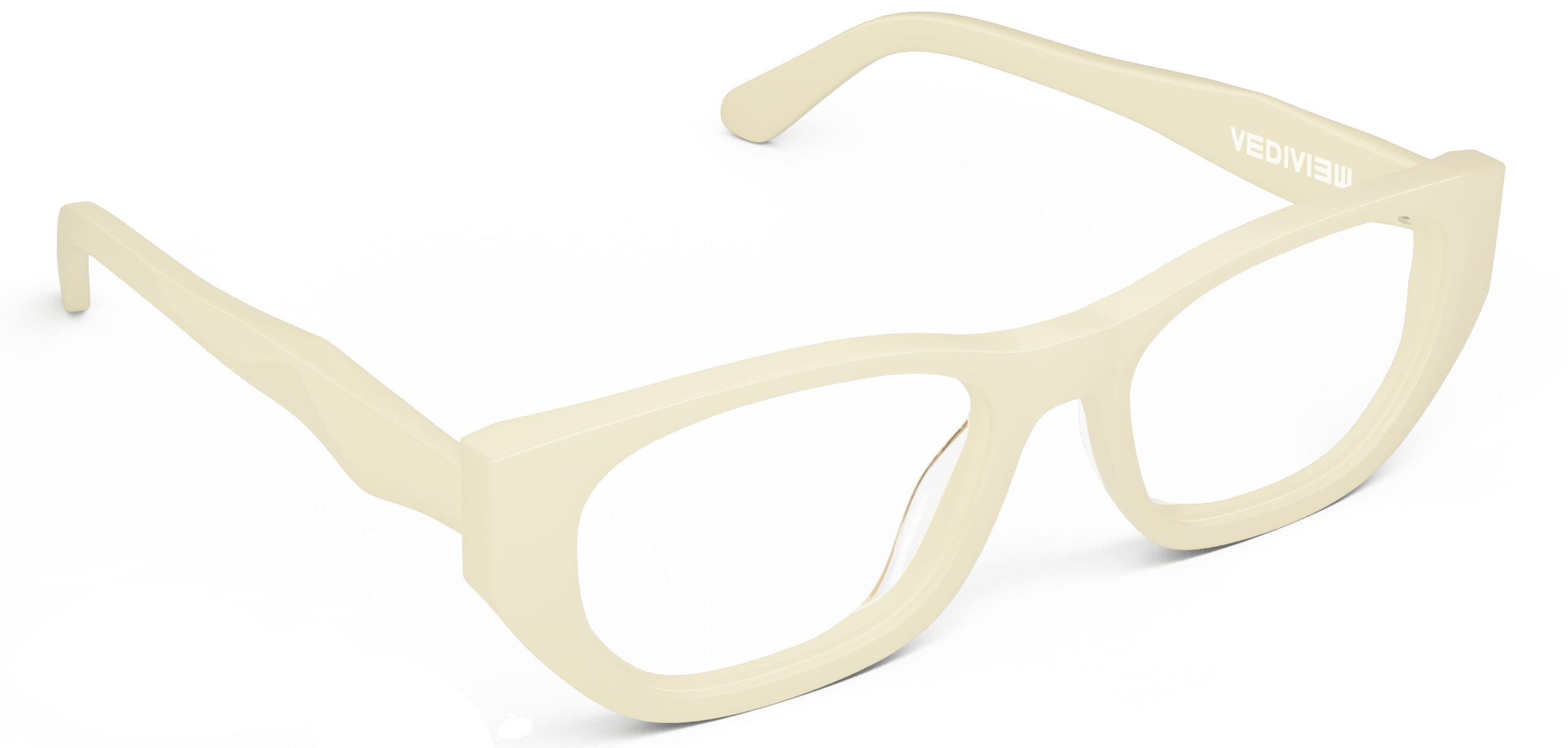 Angled view of Lillian cream rectangle eyeglasses from Vediview