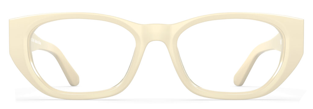 Front view of Lillian cream rectangle eyeglasses from Vediview
