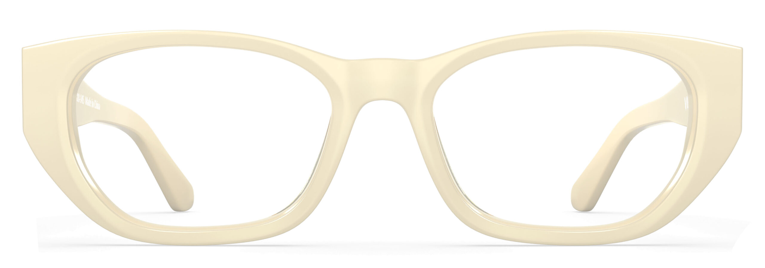 Front view of Lillian cream rectangle eyeglasses from Vediview