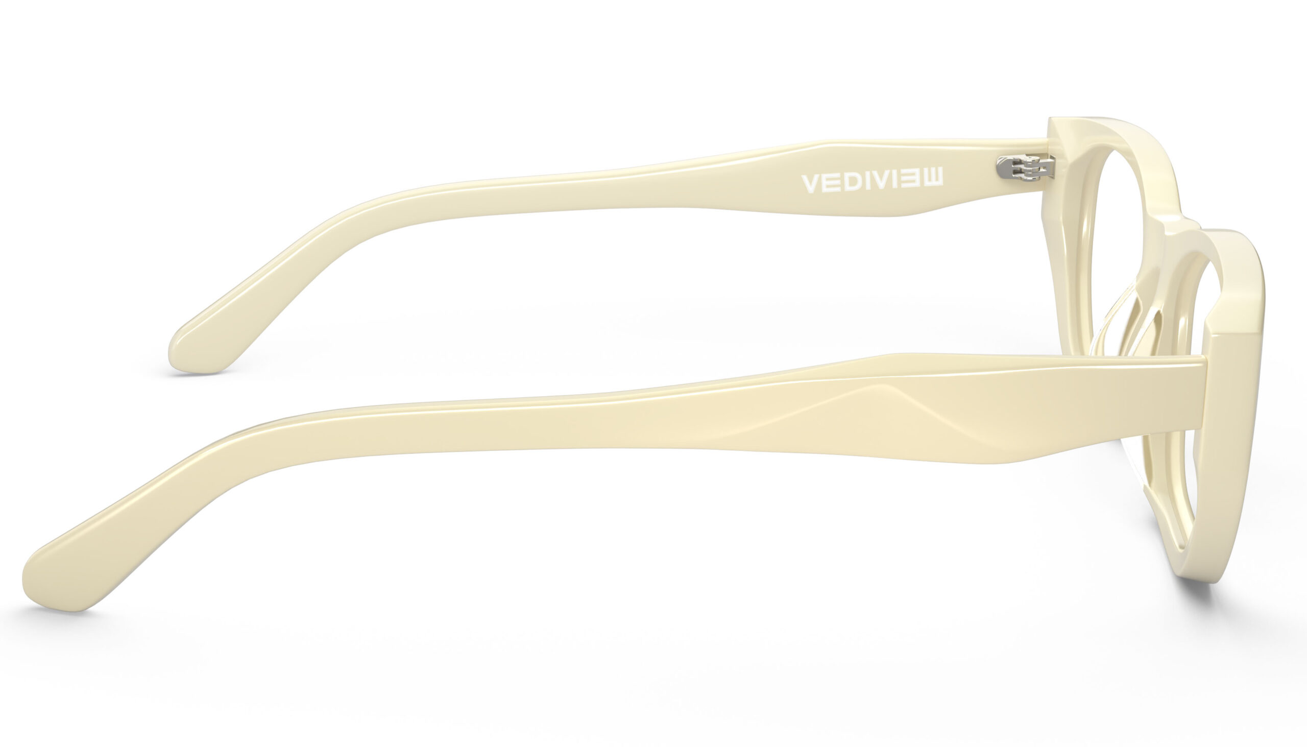Side view of Lillian cream rectangle eyeglasses from Vediview