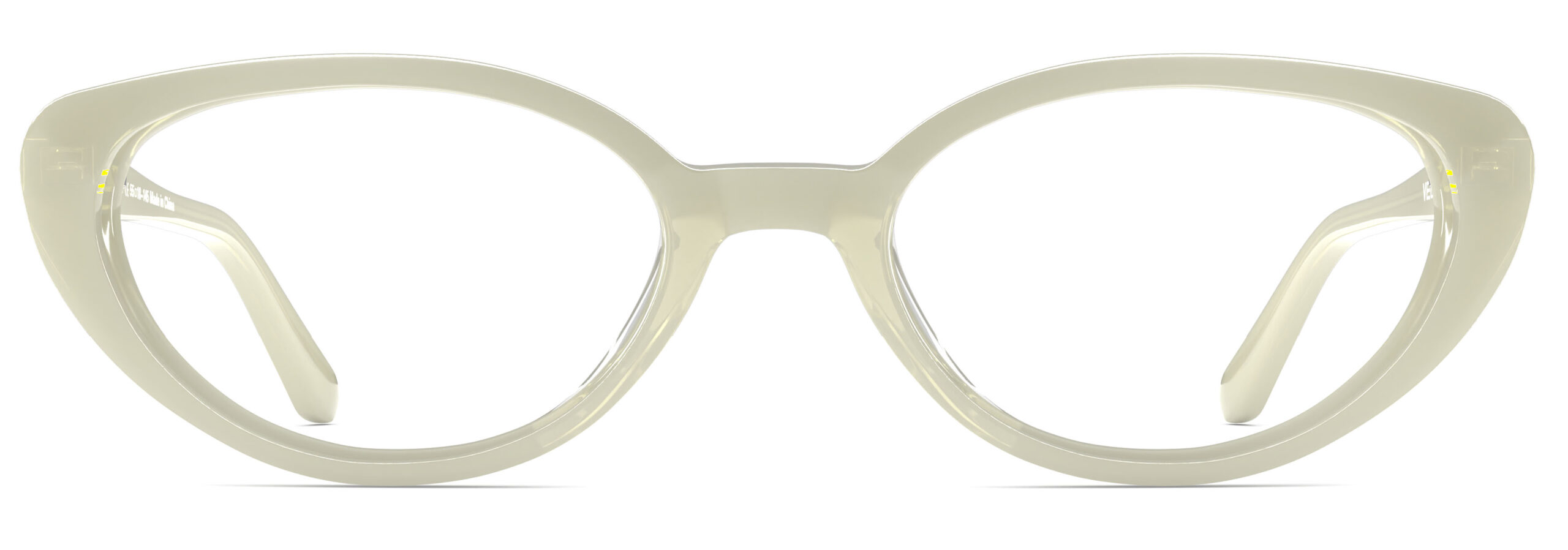 Front view of Murasaki cream cat-eye eyeglasses from Vediview