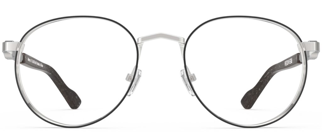 Vediview Morse silver-blue marble round eyeglasses front view
