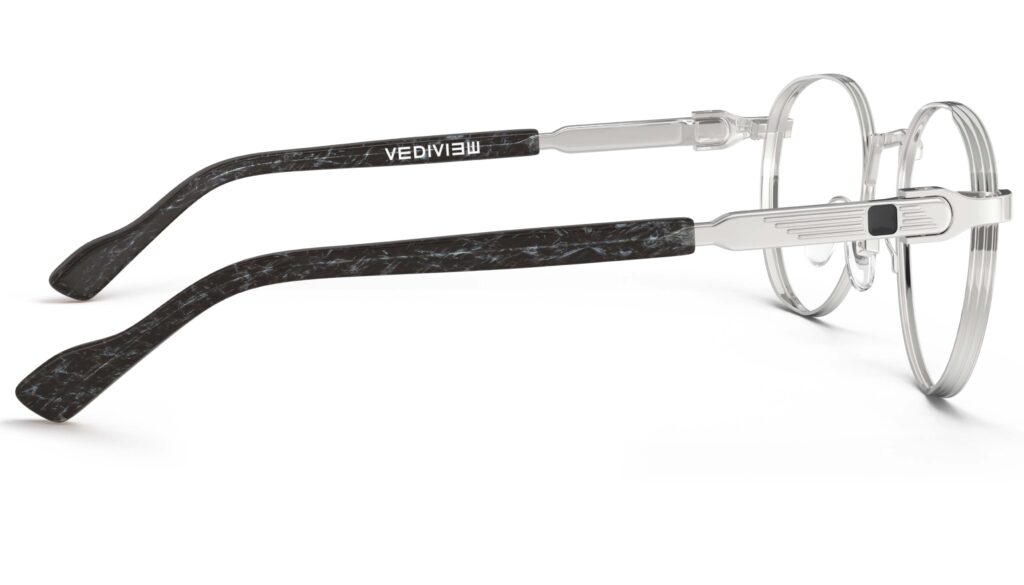 Vediview Morse silver-blue marble round eyeglasses side view