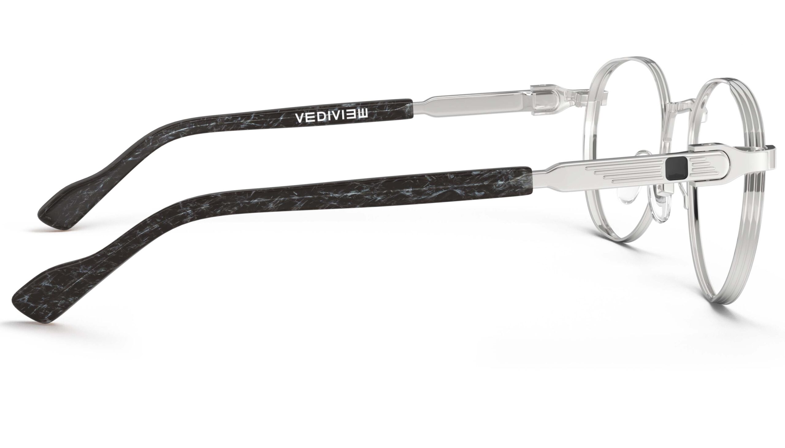 Vediview Morse silver-blue marble round eyeglasses side view