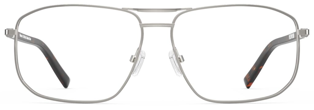 Front view of Wharton silver-tortoise aviator eyeglasses from Vediview