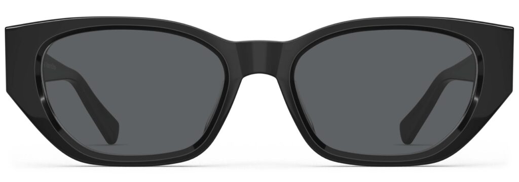 Front view of Achebe black Geometric sunglasses with grey polarized lenses from Vediview
