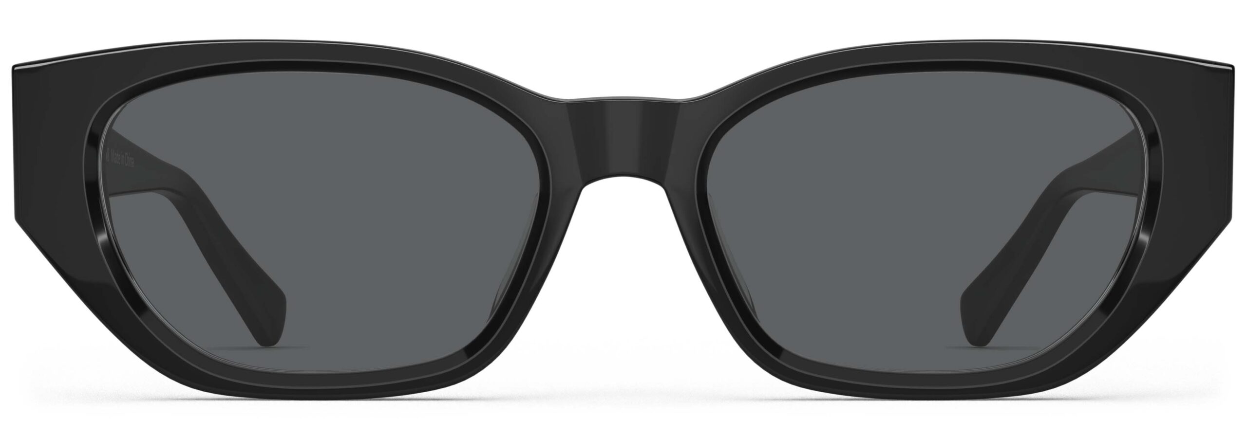 Front view of Achebe black Geometric sunglasses with grey polarized lenses from Vediview