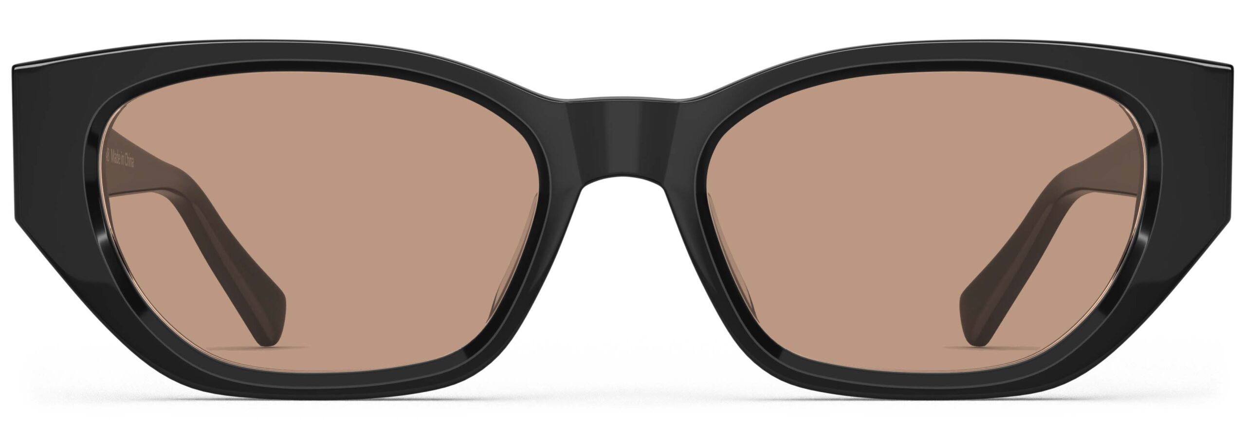 Front view of Achebe black Geometric sunglasses with pink polarized lenses from Vediview
