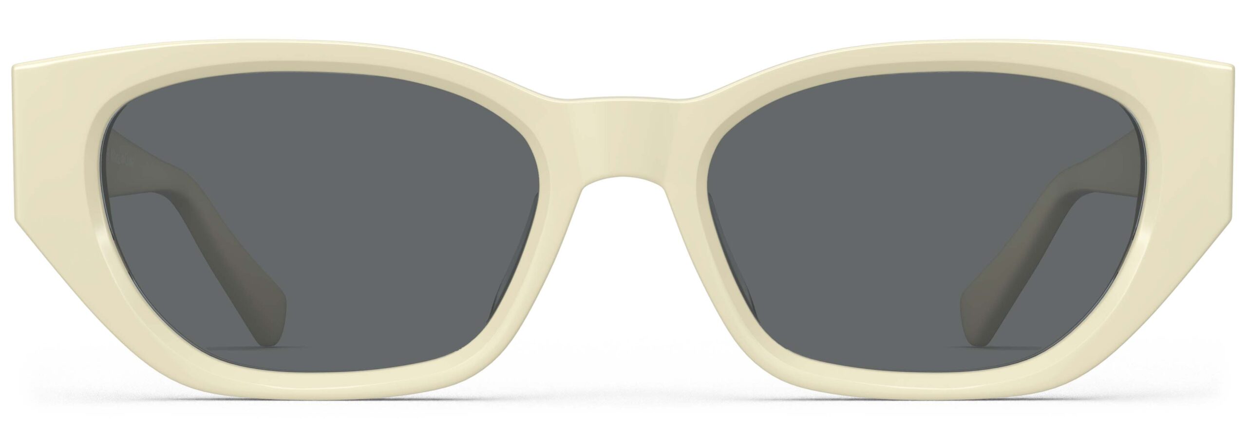 Front view of Achebe cream Geometric sunglasses with grey polarized lenses from Vediview