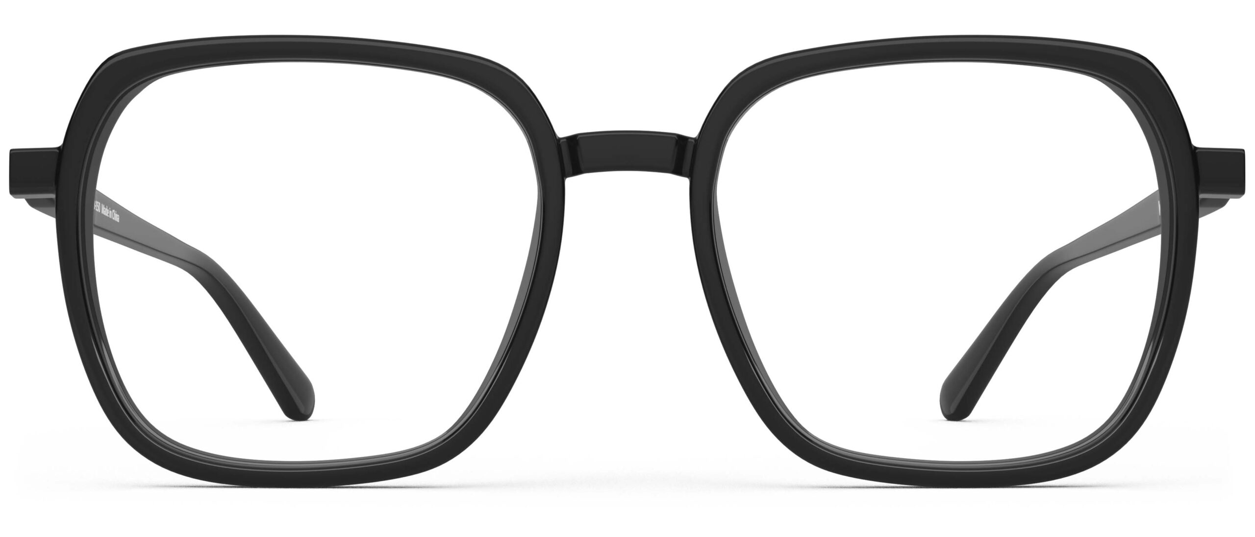 Front view of Calder black square eyeglasses from Vediview