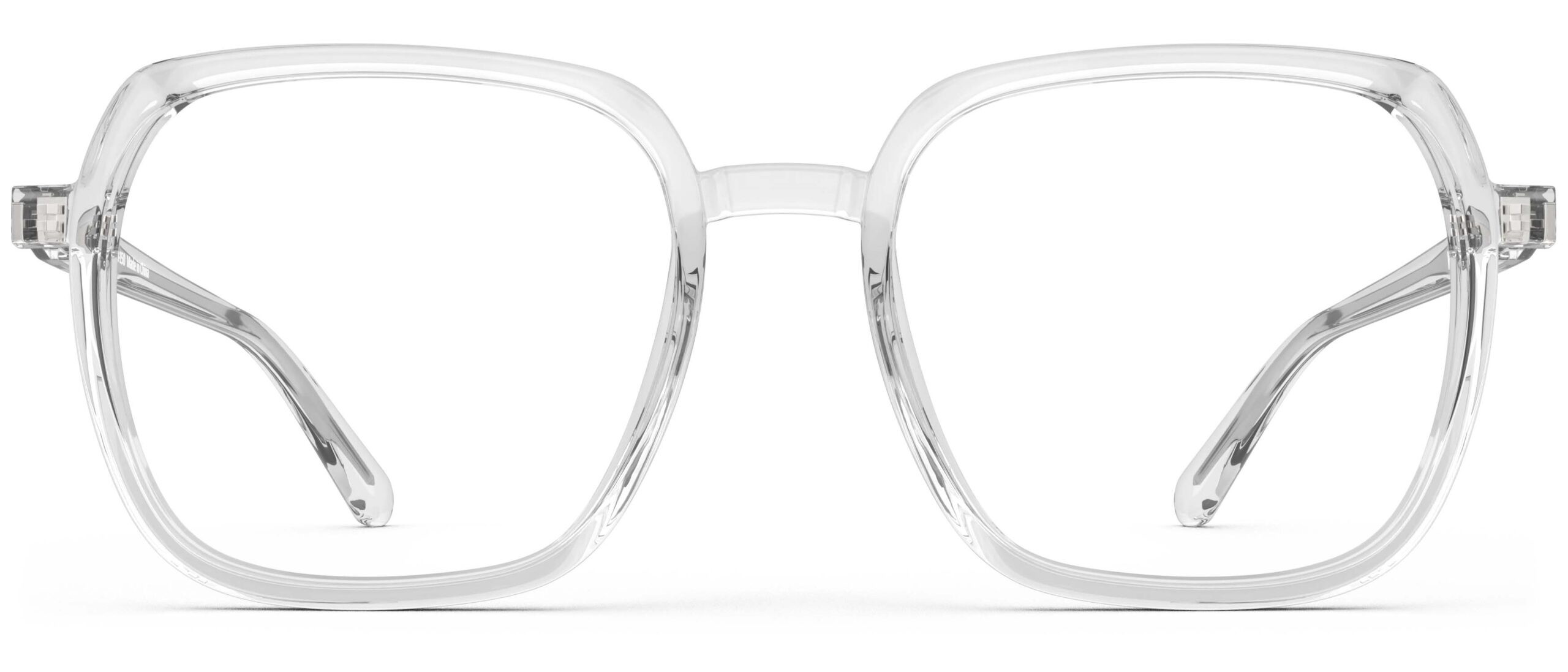 Front view of Calder clear square eyeglasses from Vediview