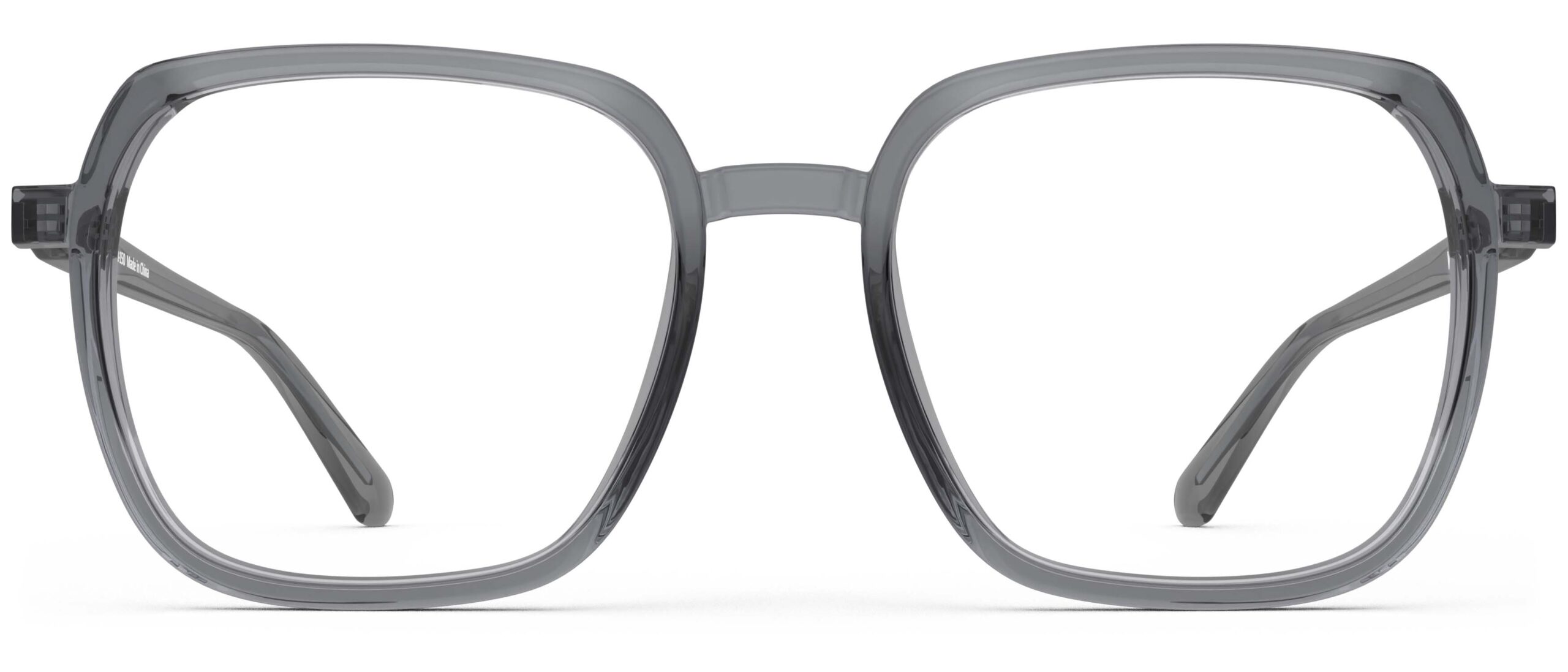 Front view of Calder dark grey square eyeglasses from Vediview