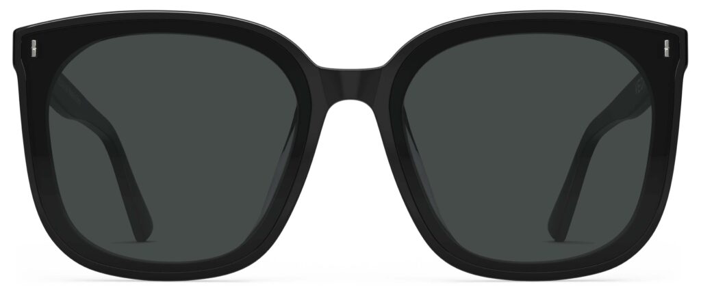 Front view of Neutra black Square sunglasses with grey lenses from Vediview