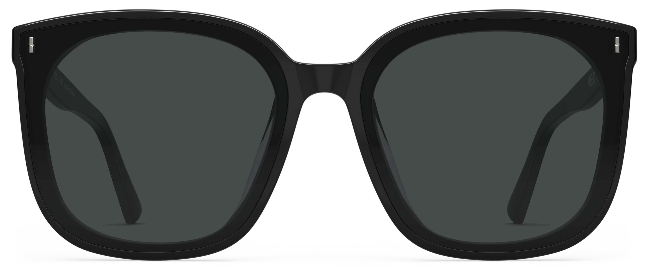Front view of Neutra black Square sunglasses with grey lenses from Vediview
