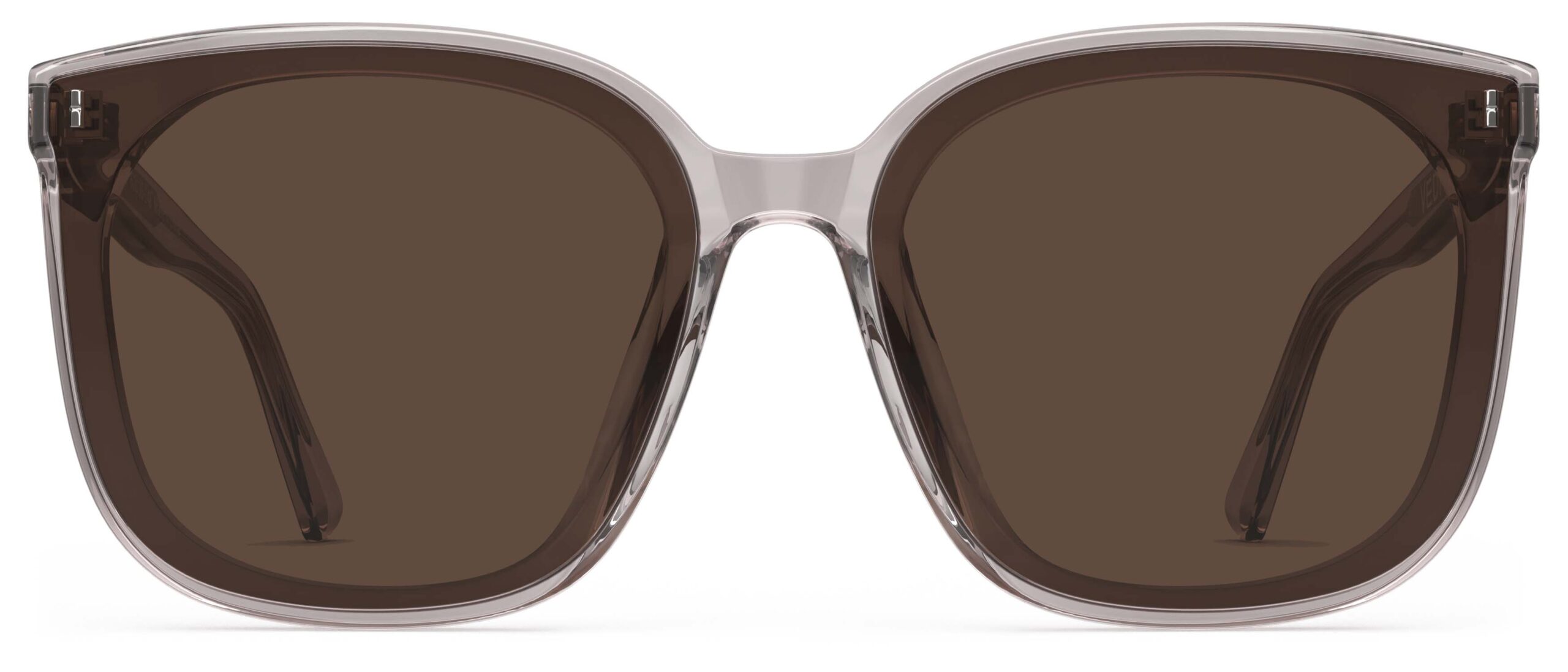 Front view of Neutra pink Square sunglasses with brown lenses from Vediview