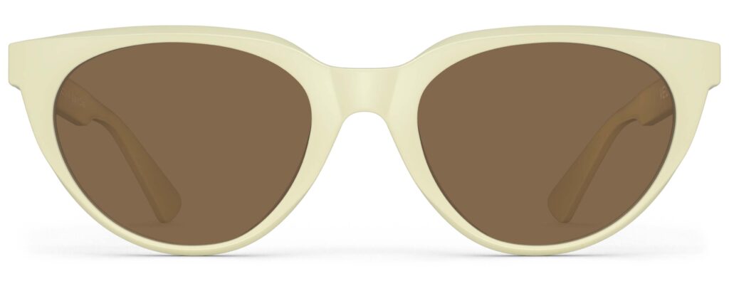 Front view of Callas cream cat eye sunglasses with brown lenses from Vediview