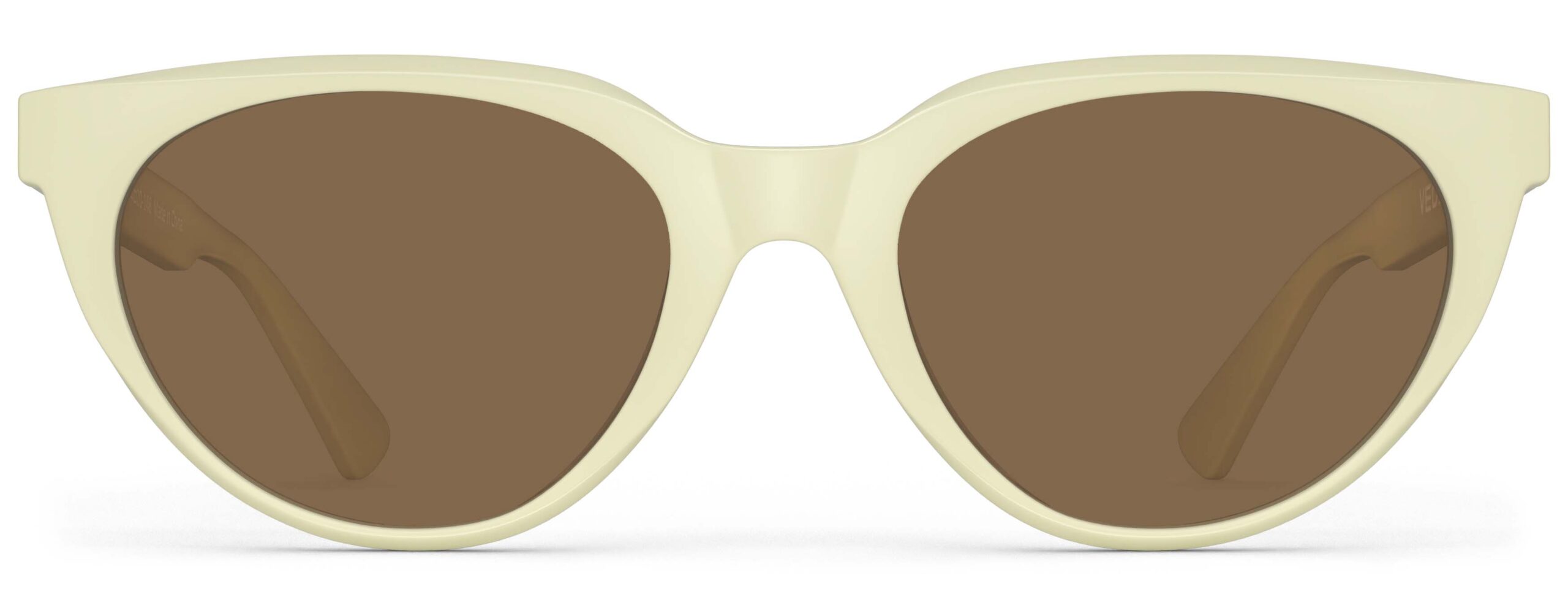 Front view of Callas cream cat eye sunglasses with brown lenses from Vediview