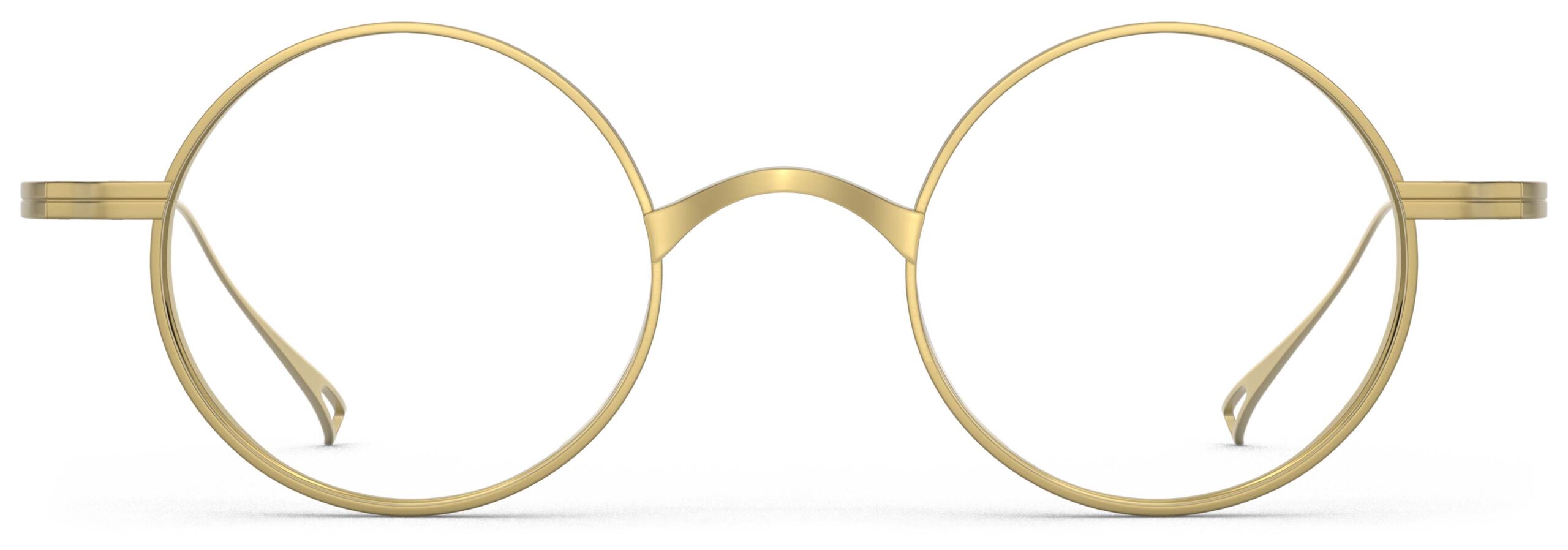 Front view of Chaplin gold round eyeglasses from Vediview
