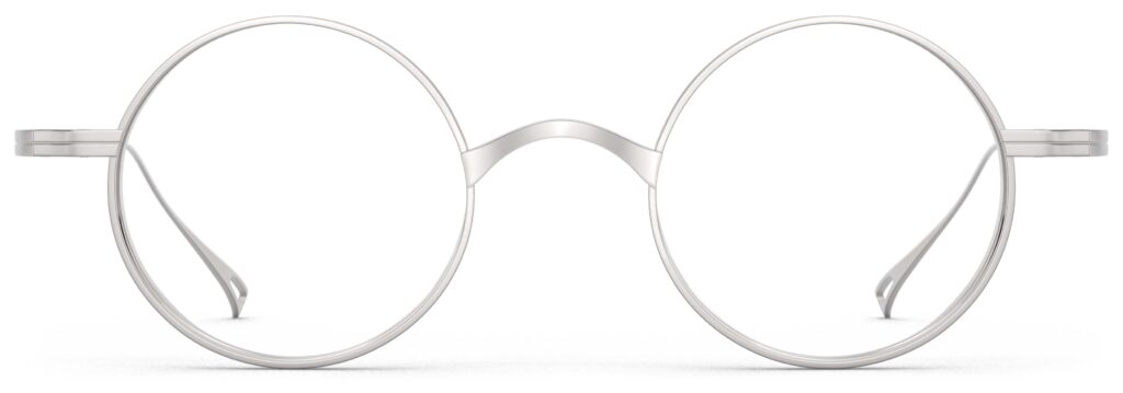 Front view of Chaplin silver round eyeglasses from Vediview