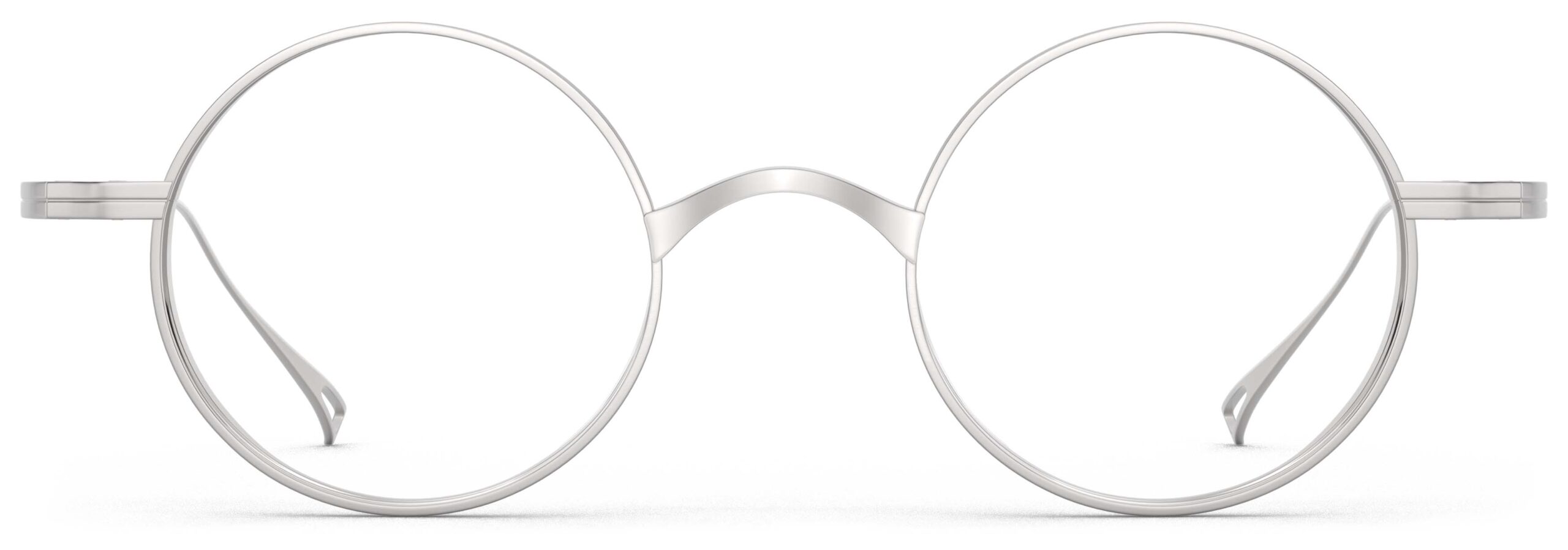Front view of Chaplin silver round eyeglasses from Vediview