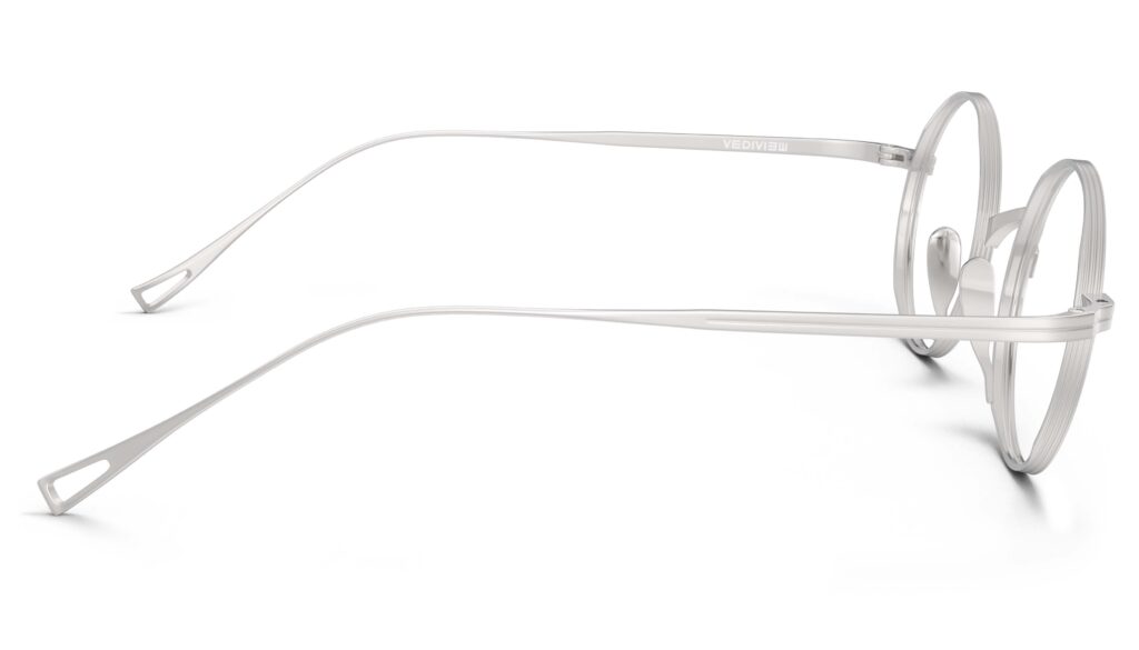 Side view of Chaplin silver round eyeglasses from Vediview