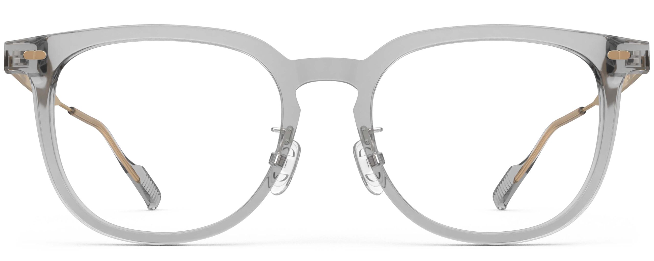 Front view of Merce grey gold cat eye eyeglasses from Vediview