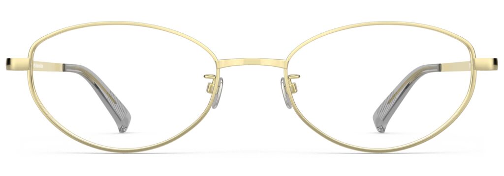 Front view of Proulx gold oval eyeglasses from Vediview