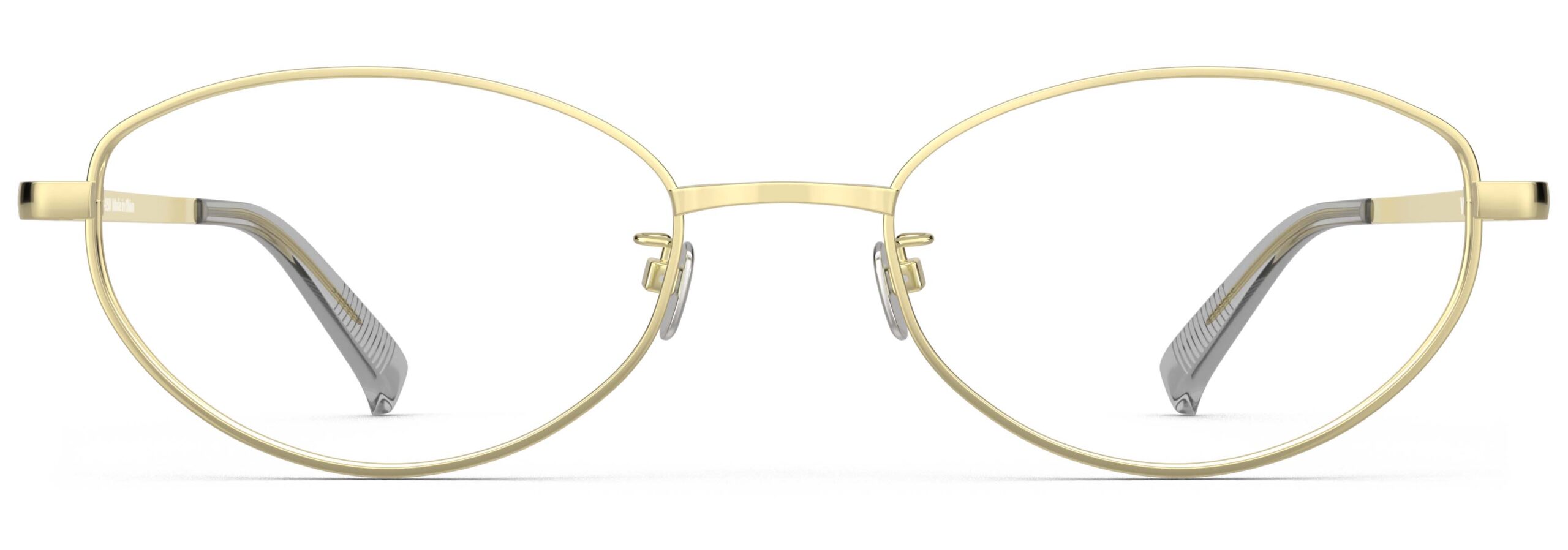 Front view of Proulx gold oval eyeglasses from Vediview
