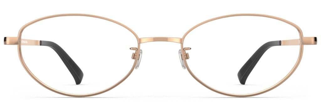 Front view of Proulx rose gold oval eyeglasses from Vediview