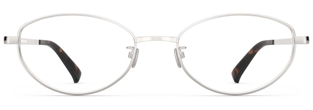 Front view of Proulx silver oval eyeglasses from Vediview