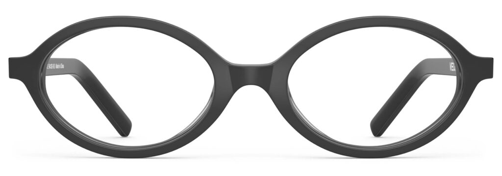 Front view of Vaughan black oval eyeglasses from Vediview
