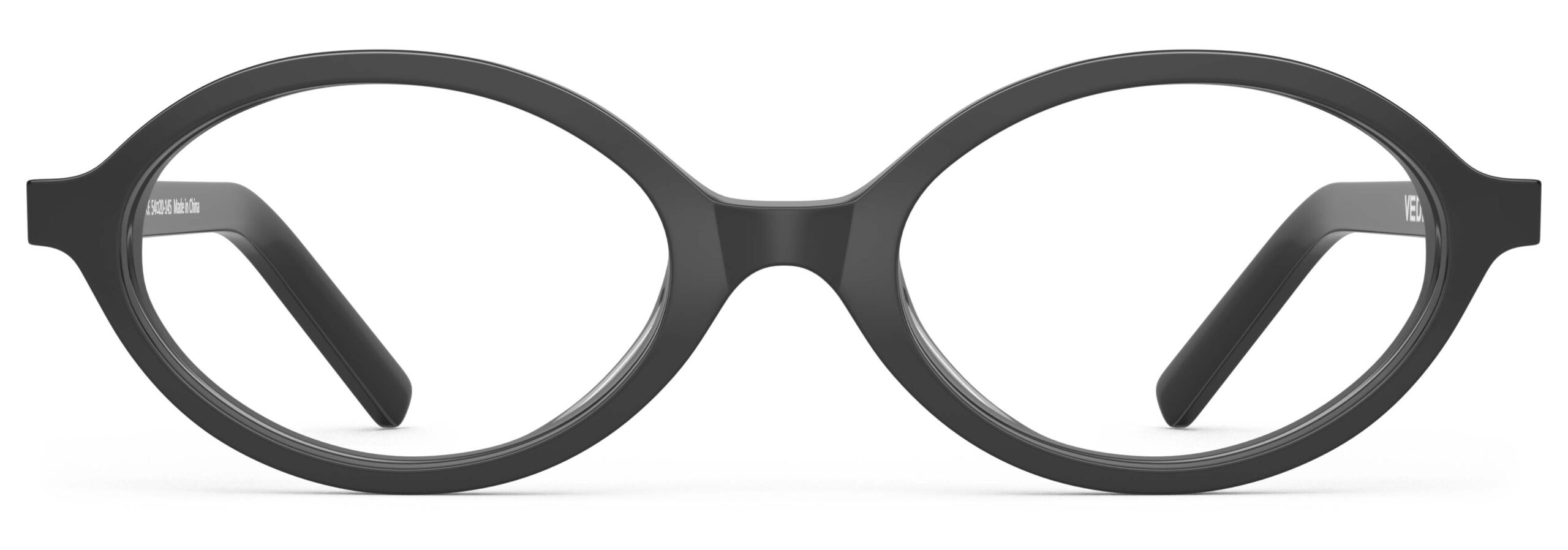 Front view of Vaughan black oval eyeglasses from Vediview
