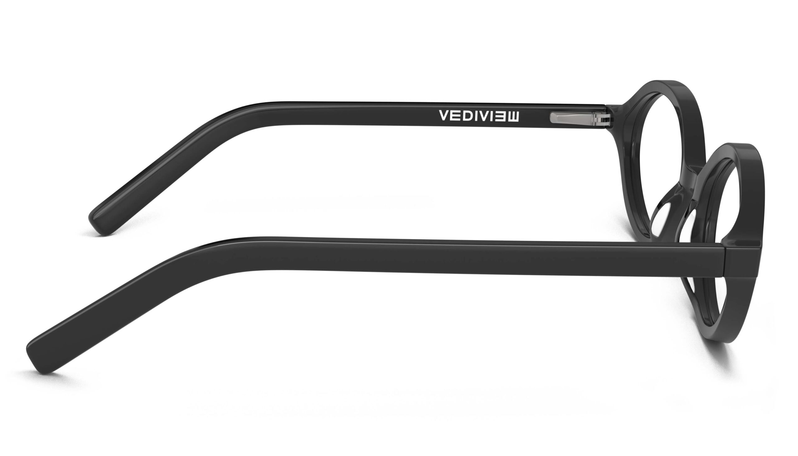 Side view of Vaughan black oval eyeglasses from Vediview