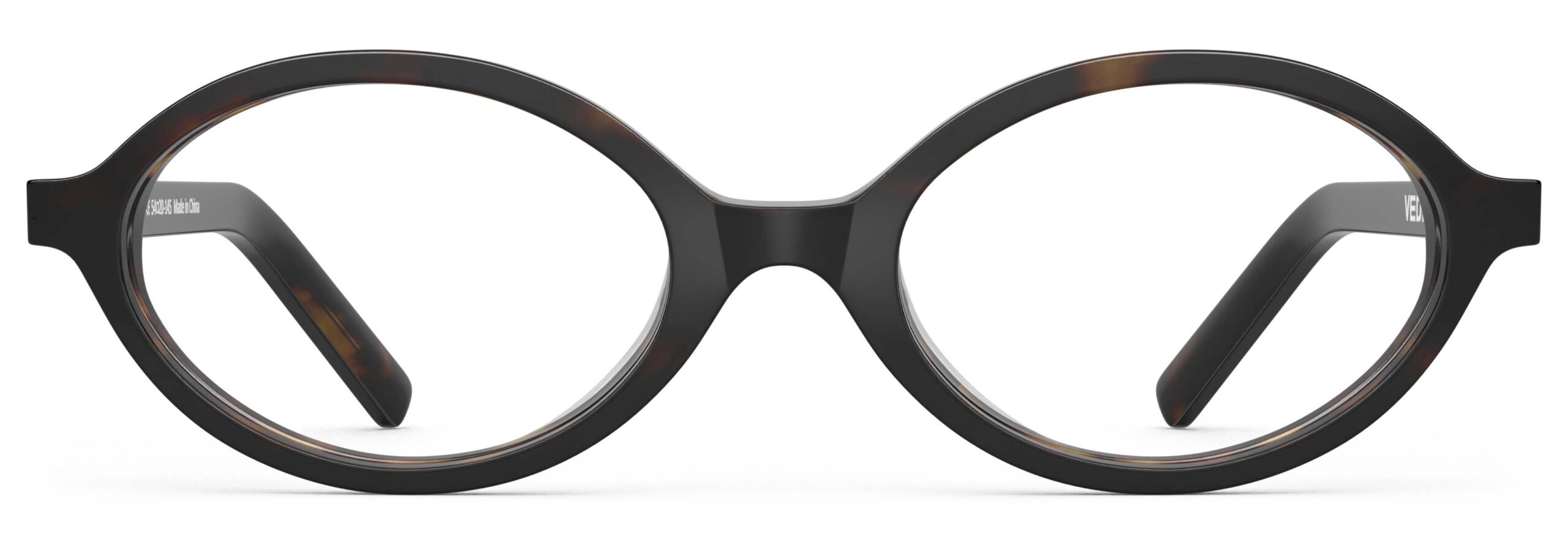 Front view of Vaughan tortoise oval eyeglasses from Vediview