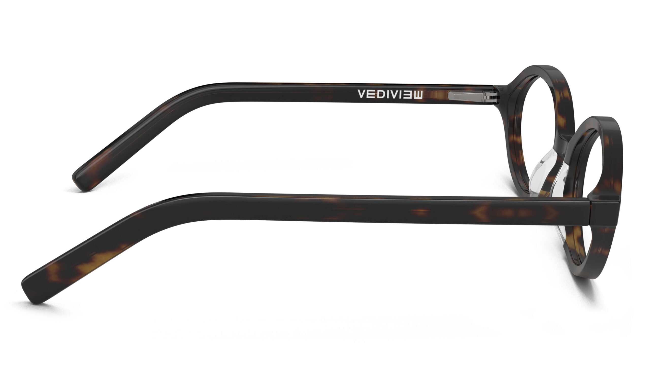 Side view of Vaughan tortoise oval eyeglasses from Vediview