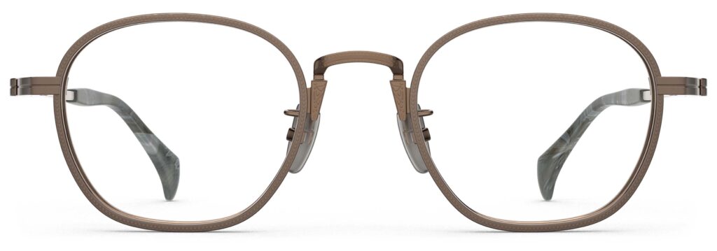 Front view of Nico bronze round eyeglasses from Vediview