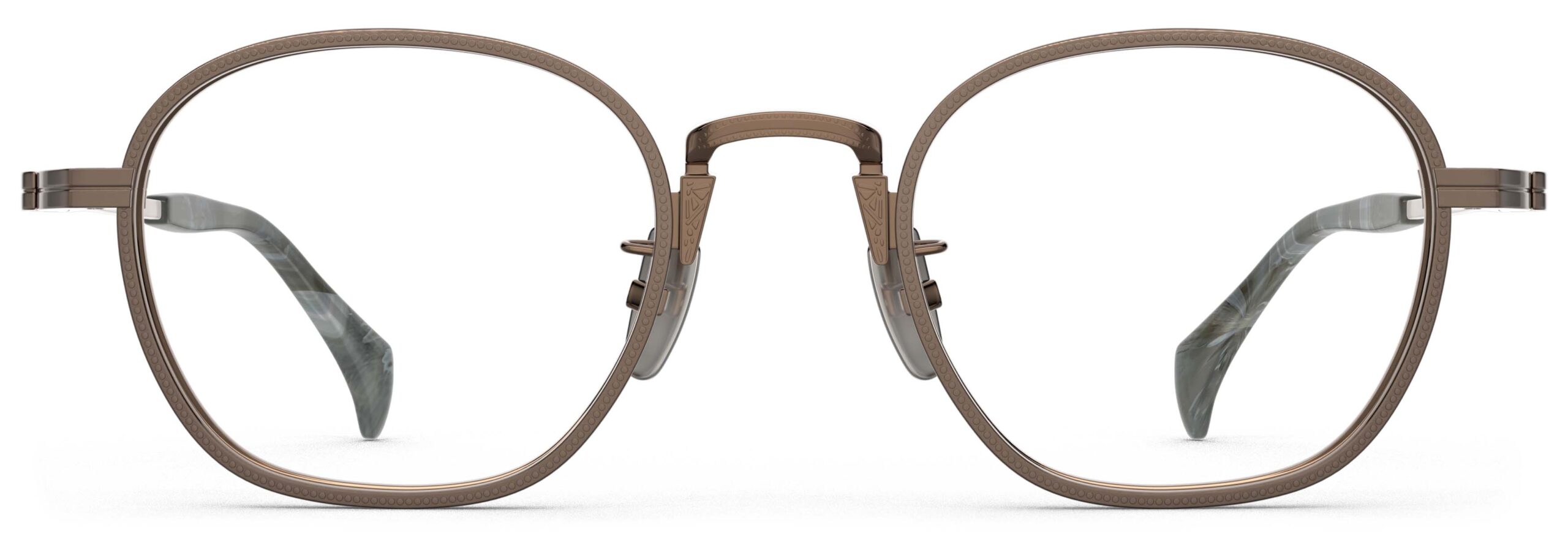 Front view of Nico bronze round eyeglasses from Vediview