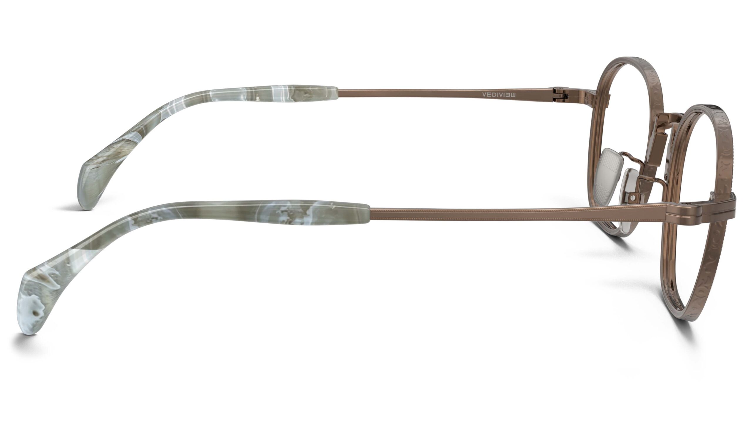 Side view of Nico bronze round eyeglasses from Vediview