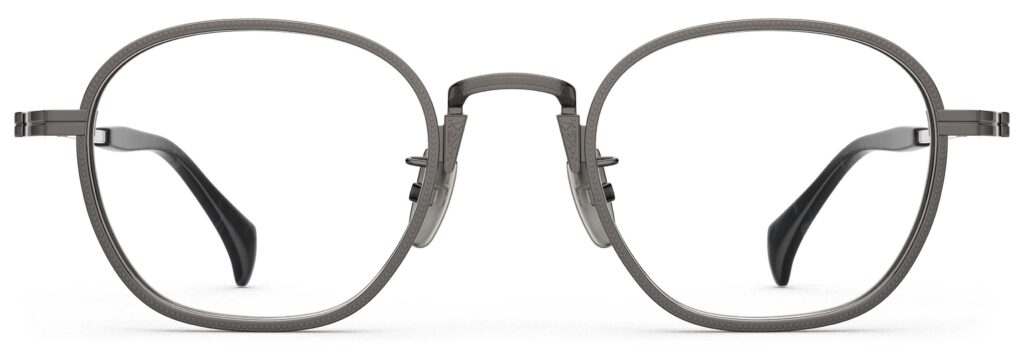 Front view of Nico gun round eyeglasses from Vediview
