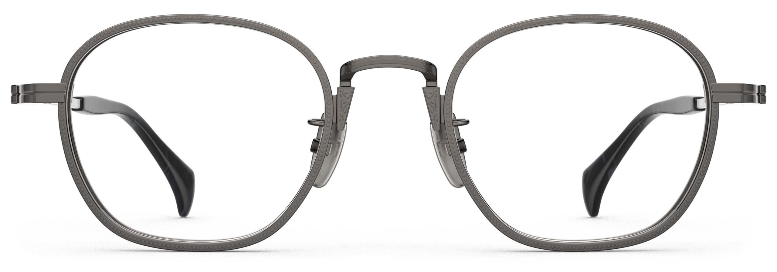 Front view of Nico gun round eyeglasses from Vediview
