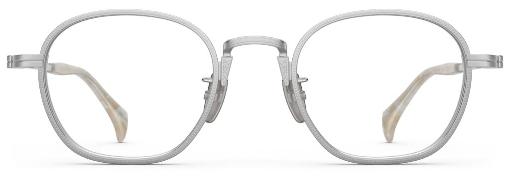Front view of Nico silver round eyeglasses from Vediview