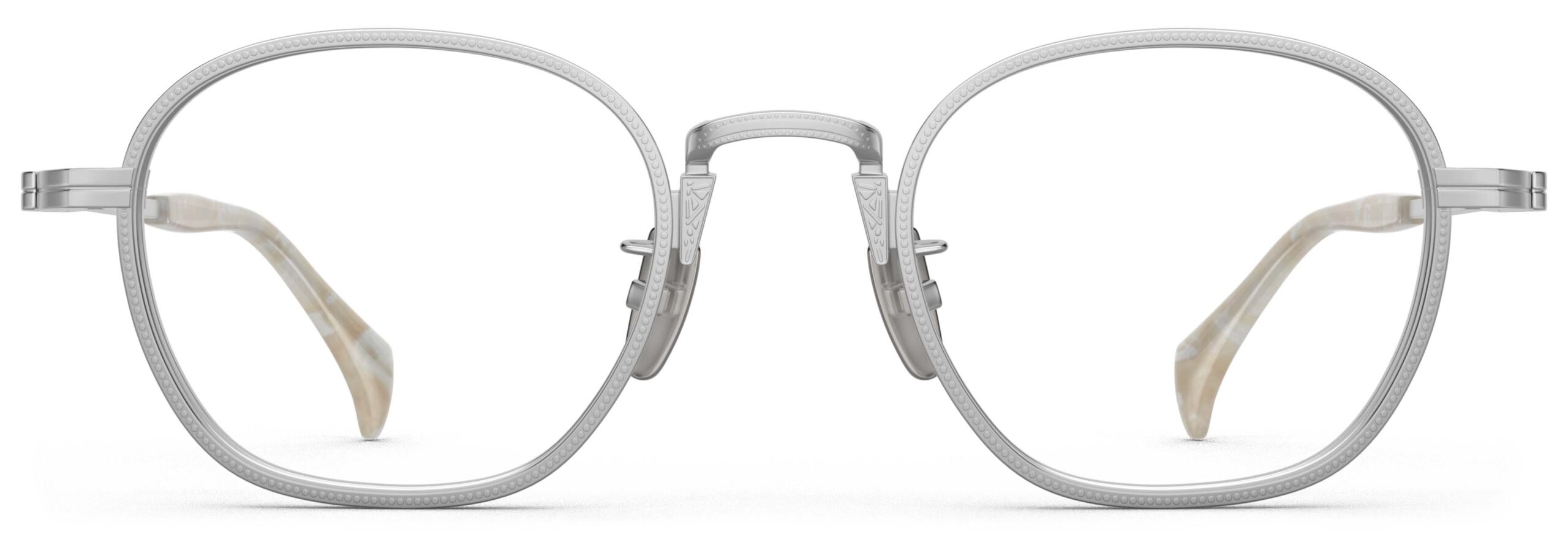 Front view of Nico silver round eyeglasses from Vediview