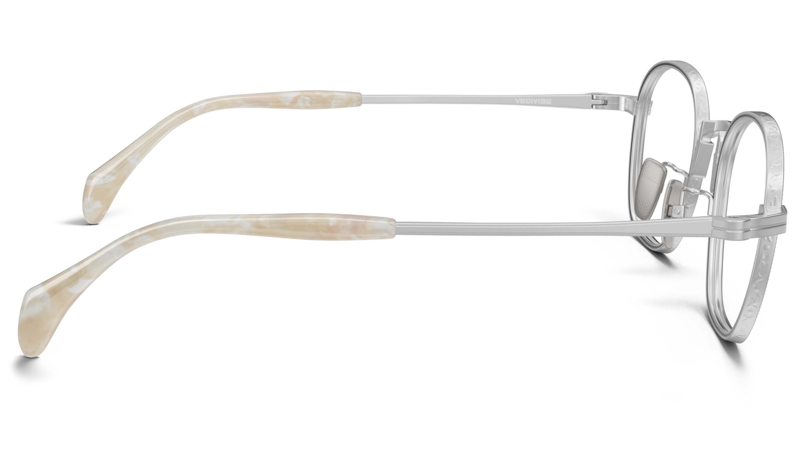 Side view of Nico silver round eyeglasses from Vediview